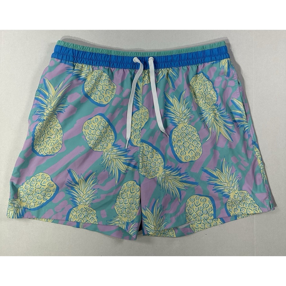 Chubbies Swim Trunks XL 5.5" Inseam Pineapple Print Retro Neon Shorts Mesh Lined